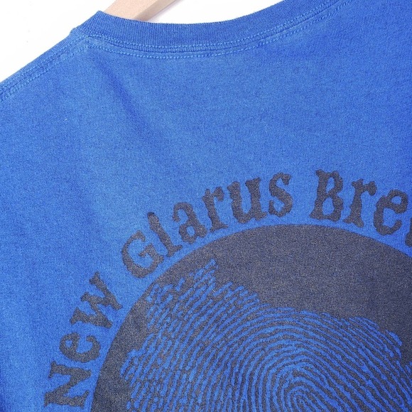 New Glarus Brewing Co Indigenous Short Sleeve Tee S Blue Wisconsin Gildan - Picture 6 of 6